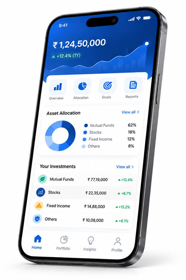 The Wealthverze app showing a client portfolio